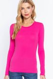 Long Sleeve Crew Neck Cotton Spandex Jersey Top: NVY-true navy / L