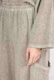 Mid-Length Linen Pants 20570: Khaki