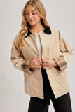 CORDUROY BUTTON DOWN BARN COAT INNER PLAID: CAMEL / L