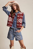 Southwestern Button-Up Vest LSW0977: Amber Brown / M