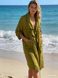 100% Linen Vest REF. 9679: Green duck
