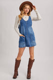 DENIM WASHED OVERALL POCKET DRESS: LT.WASH / S