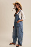 Western Wide-Leg Denim Overalls LRP0336: Sunwashed Blue / Contemporary / S