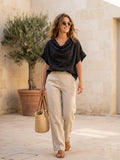 3408 LINEN BLOUSE: ANTHRACITE