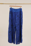 Floral print trousers in 100% Linen REF. 30526: Duck Green