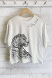 STAY WILD LEOPARD GRAPHIC LONG CROP TOP: STONE