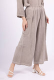 Mid-Length Linen Pants 20570: Black