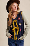 Bow-Tie Floral Knit Vest LSW1008: Navy / S