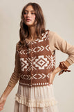Southwestern Button-Up Vest LSW0977: Amber Brown / M