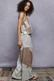 Solid lace patch detail woven pants: HONEY GOLD / L
