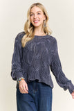 CESW4190- RIBBED TEXTURED KNIT SWEATER: KHAKI / S-M-L(2-2-2)