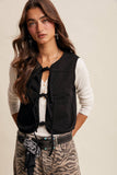 Colored Denim Tie-Front Vest LVT018: Caramel / S