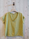 REF 11998 100% LINEN FRINGED BLOUSE.: BLANK