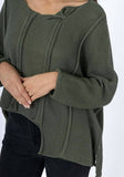 61113 100% COTTON SWEATER: KAKI