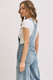 DENIM OVERALL WIDE-LEG JUMPSUIT : DENIM BLUE / Contemporary / S