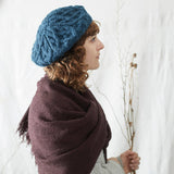 HEMANTA Cable Knit Wool Beret Hat: Forest Green