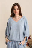Blouse in 50% linen and 50% cotton REF. 4652: White