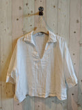 REF 12104 BLOUSE SHIRT COLLAR 100% LINEN: CAMEL