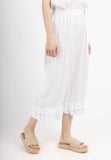 Fancy eyelet embroidery trousers 9204 100% linen: Moutarde