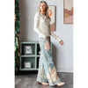 WASHED FLOWER PATCHWORK STRAIGHT DENIM JEANS: DENIM PINK / S-M-L-XL(2-2-2-2)