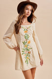 COTTON EMBROIDERED MINI DRESS: CEDAR / L