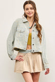 STRIPED STAR JAQUARD DENIM JACKET: SAND WASH / S
