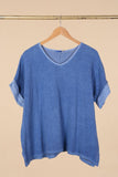 Linen cotton blend t-shirt 10% LINEN 90% COTTON 6763: Vert canard