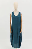 Sleeveless long dress 100% linen REF. 8466: WASABI