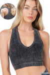 ..SI-23946 Washed Rib V-neck Racerback Seamless Crop Tank 0606: LTTEAL-157126 / S/M