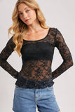 LETTUCE-EDGE SHEER MESH TWO WAY TOP: ECRU / L