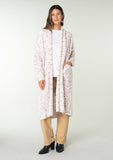 Speckled Shawl Collar Long Sleeve Knit Cardigan: Natural/Berry / M/L