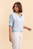 Linen top v-neck 23100 100% linen: Taupe