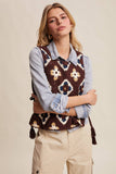 Crochet Granny Square Tassel Tie Vest LSW1006: Ecru / M