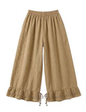 4029 WIDE LINEN PANTS WITH EYELET EMBROIDERY: Orange