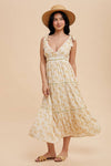 TIERED TIE STRAP MIDI DRESS: GOLDEN POPPY / M