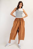PL6329 - CROPPED RELAXED PANTS: DRY HERB / L