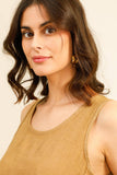 Sleeveless long dress 100% linen REF. 8466: WASABI