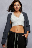 Long sleeve pockets solid chenille sweater cardigan SALE: INK CHARCOAL / L