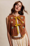Bow-Tie Floral Knit Vest LSW1008: Pecan / S