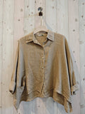 REF 14749 SHORT LINEN SHIRT 100%: KHAKI