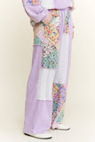 Mineral Washed Floral WaveKnit Jacquard Boho Pants HP6106: Natural / S-M-L / 2-2-2