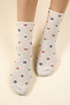 SC10038C-Floral Printed Textures Crew Socks: CREAM / OS/5