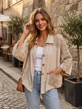 98221 Cropped linen jacket with textured details and an oversized fit: PERSIMMON
