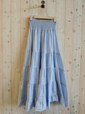 REF 80212 100% LINEN SKIRT: SOFT BLUE