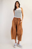 PL6329 - CROPPED RELAXED PANTS: DRY HERB / L