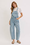 BARREL-LEG DENIM JUMPSUIT : WASHED DENIM / Contemporary / S