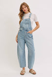 BARREL-LEG DENIM JUMPSUIT : WASHED DENIM / Contemporary / M