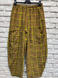 Trousers 30482 Checked corduroy 100% cotton: Jaune curry