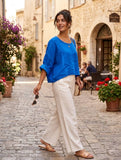 18415 TOP IN LINEN SPRING SUMMER CLOTHING: DUCK GREEN