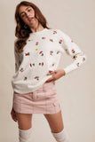 Floral Embroidered Knit Sweater LSW0992: Cream / L